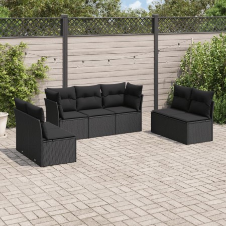 Set de comedor de jardín 7 pzas y cojines ratán sintético negro de , Conjuntos de jardín - Ref: Foro24-3217405, Precio: 419,7...