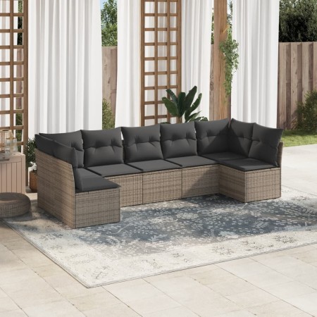 Set de sofás de jardín 7 piezas con cojines ratán PE gris de , Conjuntos de jardín - Ref: Foro24-3217430, Precio: 393,36 €, D...