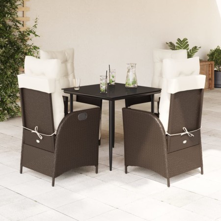 Set comedor de jardín 5 piezas y cojines ratán sintético marrón en Conjuntos de jardín | Comprar online en Foru.es