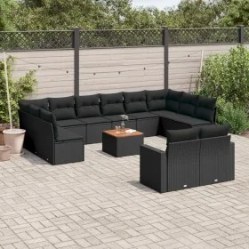 Set de sofás de jardín y cojines 13 pzas ratán sintético negro by , Modular outdoor sofas - Ref: Foro24-3224354, Price: 836,8...