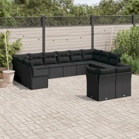 Set de sofás de jardín 12 piezas cojines ratán sintético negro de , Conjuntos de jardín - Ref: Foro24-3218425, Precio: 734,48...