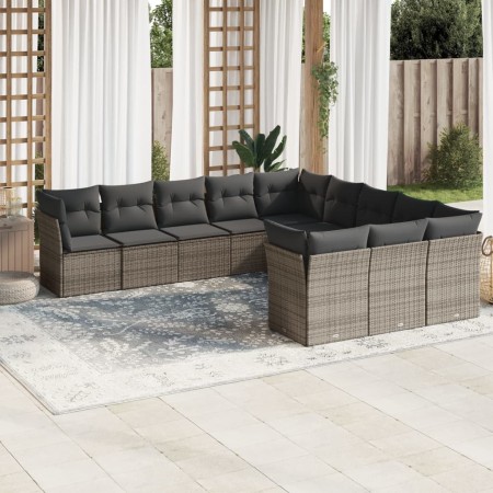 Set de sofás de jardín 11 pzas y cojines ratán sintético gris de , Conjuntos de jardín - Ref: Foro24-3218410, Precio: 646,94 ...