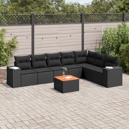Set de sofás de jardín 8 piezas y cojines ratán sintético negro de , Conjuntos de jardín - Ref: Foro24-3257805, Precio: 516,7...