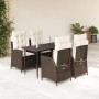 Set comedor de jardín 5 piezas y cojines ratán sintético marrón en Conjuntos de jardín | Comprar online en Foru.es