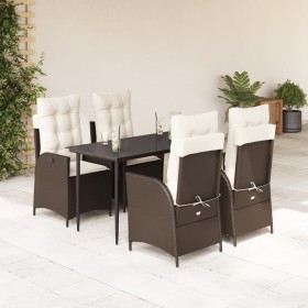 Set comedor de jardín 5 piezas y cojines ratán sintético marrón en Conjuntos de jardín | Comprar online en Foru.es
