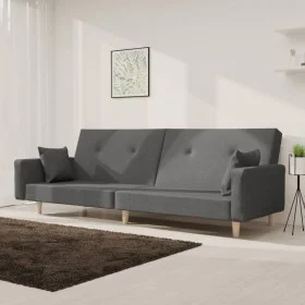 2-Sitzer-Schlafsofa mit zwei Kissen, hellgrauer Stoff von , Sofas - Ref: Foro24-375741, Preis: 275,96 €, Rabatt: %