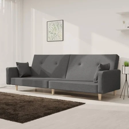 Sofá cama de 2 plazas con dos almohadas tela gris claro de , Sofás - Ref: Foro24-375741, Precio: 275,96 €, Descuento: %