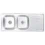 Doppelbeckenspüle mit Sieb und Siphon aus Edelstahl von vidaXL, Sinkt - Ref: Foro24-145075, Preis: 181,05 €, Rabatt: %