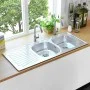 Doppelbeckenspüle mit Sieb und Siphon aus Edelstahl von vidaXL, Sinkt - Ref: Foro24-145075, Preis: 181,05 €, Rabatt: %