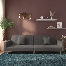 Sofá cama de 2 plazas con dos almohadas tela gris oscuro de , Sofás - Ref: Foro24-375900, Precio: 282,32 €, Descuento: %