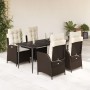 Set comedor de jardín 5 piezas y cojines ratán sintético marrón en Conjuntos de jardín | Comprar online en Foru.es