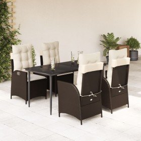 Set comedor de jardín 5 piezas y cojines ratán sintético marrón en Conjuntos de jardín | Comprar online en Foru.es