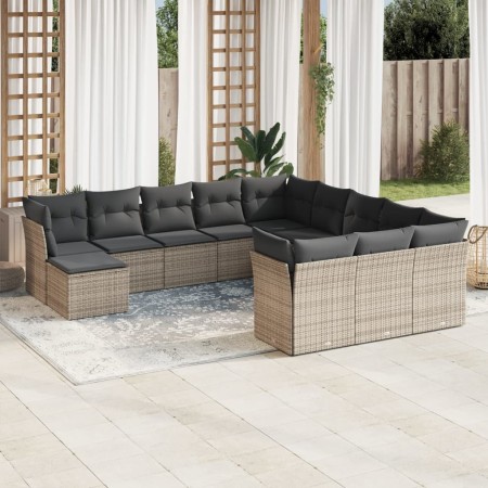 Set de sofás de jardín 12 pzas con cojines ratán sintético gris de , Conjuntos de jardín - Ref: Foro24-3218630, Precio: 687,1...