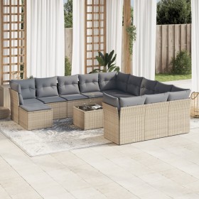 Set sofás de jardín con cojines 13 pzas ratán sintético beige de , Conjuntos de jardín - Ref: Foro24-3218639, Precio: 796,34 ...