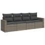 Set de sofás de jardín 4 pzas y cojines ratán sintético gris de , Conjuntos de jardín - Ref: Foro24-3218670, Precio: 242,62 €...