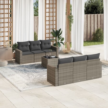 Set de sofás de jardín 7 piezas con cojines ratán PE gris de , Conjuntos de jardín - Ref: Foro24-3218700, Precio: 431,51 €, D...