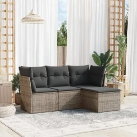 Set de sofás de jardín 4 pzas y cojines ratán sintético gris de , Conjuntos de jardín - Ref: Foro24-3217540, Precio: 226,37 €...