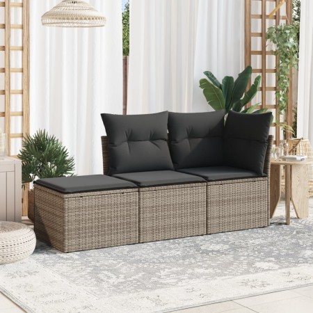 Set de sofá de jardín 3 pzas y cojines ratán sintético gris de , Conjuntos de jardín - Ref: Foro24-3217470, Precio: 169,58 €,...