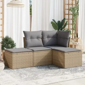 Juego de sofás jardín con cojines 4 pzas ratán sintético beige de , Conjuntos de jardín - Ref: Foro24-3217479, Precio: 218,05...