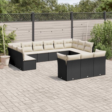 Set de sofás de jardín y cojines 13 pzas ratán sintético negro de , Conjuntos de jardín - Ref: Foro24-3218446, Precio: 735,01...