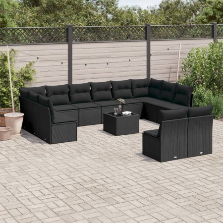 Set de sofás de jardín y cojines 13 pzas ratán sintético negro de , Conjuntos de jardín - Ref: Foro24-3218375, Precio: 765,34...
