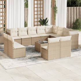 Set sofás de jardín con cojines 13 pzas ratán sintético beige de , Conjuntos de jardín - Ref: Foro24-3218478, Precio: 825,47 ...