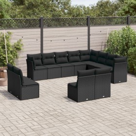 Set de sofás de jardín 12 piezas cojines ratán sintético negro de , Conjuntos de jardín - Ref: Foro24-3218465, Precio: 735,51...