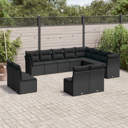 Set de sofás de jardín 12 piezas cojines ratán sintético negro de , Conjuntos de jardín - Ref: Foro24-3218465, Precio: 735,51...