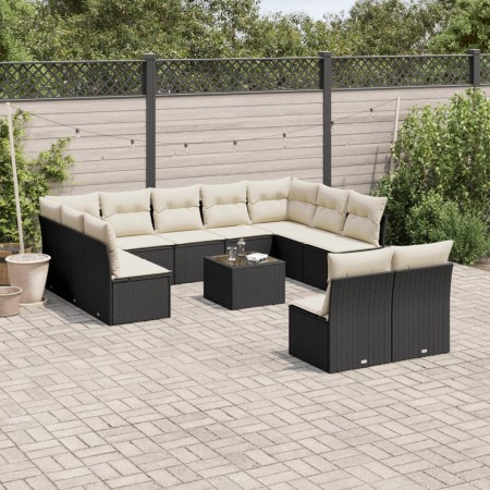 Set de sofás de jardín 12 piezas cojines ratán sintético negro de , Conjuntos de jardín - Ref: Foro24-3218356, Precio: 603,00...
