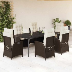 Set comedor de jardín 7 pzas con cojines ratán sintético marrón en Conjuntos de jardín | Comprar online en Foru.es