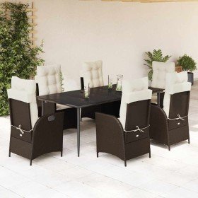 Set comedor de jardín 7 pzas con cojines ratán sintético marrón en Conjuntos de jardín | Comprar online en Foru.es