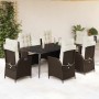 Set comedor de jardín 7 pzas con cojines ratán sintético marrón en Conjuntos de jardín | Comprar online en Foru.es