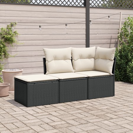 Set de sofás de jardín con cojines 3 pzas ratán sintético negro de , Conjuntos de jardín - Ref: Foro24-3217466, Precio: 161,1...