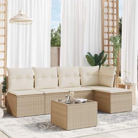 Juego de sofás jardín con cojines 6 pzas ratán sintético beige de , Conjuntos de jardín - Ref: Foro24-3217528, Precio: 335,93...