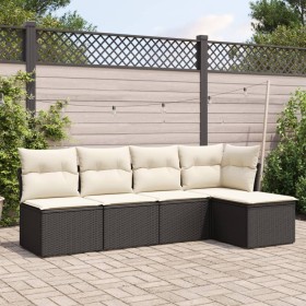 Set de muebles de jardín 5 pzas y cojines ratán sintético negro de , Conjuntos de jardín - Ref: Foro24-3217516, Precio: 244,6...