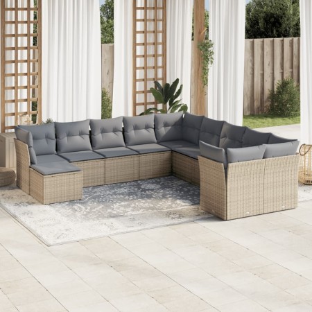 Set de sofás de jardín 11pzas con cojines ratán sintético beige de , Conjuntos de jardín - Ref: Foro24-3250448, Precio: 667,1...