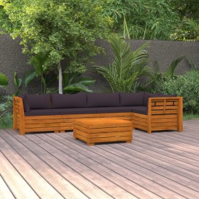 Muebles de jardín 6 piezas con cojines madera maciza de acacia de , Conjuntos de jardín - Ref: Foro24-3087327, Precio: 888,01...