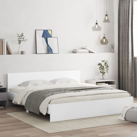 Estructura de cama con cabecero blanca 200x200 cm de , Camas y somieres - Ref: Foro24-3207455, Precio: 195,10 €, Descuento: %