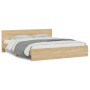 Estructura de cama con cabecero roble Sonoma 200x200 cm de , Camas y somieres - Ref: Foro24-3207457, Precio: 193,41 €, Descue...