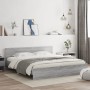 Estructura de cama con cabecero gris Sonoma 200x200 cm de , Camas y somieres - Ref: Foro24-3207460, Precio: 167,27 €, Descuen...