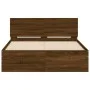 Estructura de cama con cabecero marrón roble 135x190 cm de , Camas y somieres - Ref: Foro24-3207510, Precio: 165,87 €, Descue...