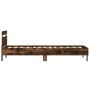 Estructura de cama cabecero luces LED roble ahumado 100x200 cm de , Camas y somieres - Ref: Foro24-838712, Precio: 118,99 €, ...