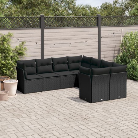 Set de sofás de jardín 8 piezas y cojines ratán sintético negro de , Conjuntos de jardín - Ref: Foro24-3250424, Precio: 552,3...