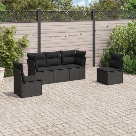 Set de muebles de jardín 5 pzas y cojines ratán sintético negro de , Conjuntos de jardín - Ref: Foro24-3217345, Precio: 325,8...