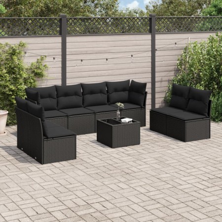 Set de sofás de jardín 8 piezas y cojines ratán sintético negro de , Conjuntos de jardín - Ref: Foro24-3217455, Precio: 538,8...