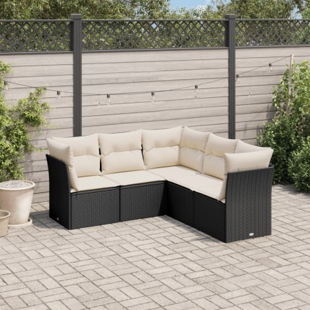 Set de muebles de jardín 5 pzas y cojines ratán sintético negro de , Conjuntos de jardín - Ref: Foro24-3217616, Precio: 306,6...