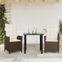 Set comedor de jardín 3 piezas y cojines ratán sintético marrón en Conjuntos de jardín | Comprar online en Foru.es