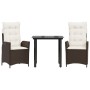Set comedor de jardín 3 piezas y cojines ratán sintético marrón en Conjuntos de jardín | Comprar online en Foru.es