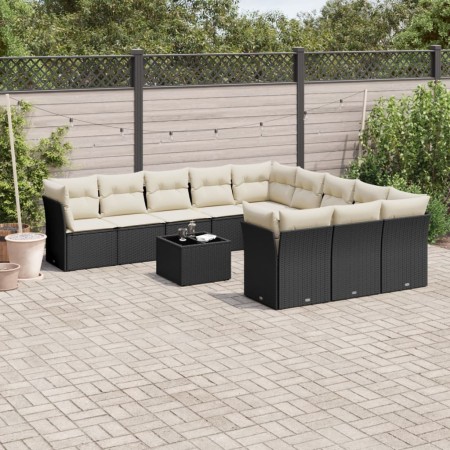 Set de sofás de jardín 12 piezas cojines ratán sintético negro de , Conjuntos de jardín - Ref: Foro24-3218416, Precio: 641,02...