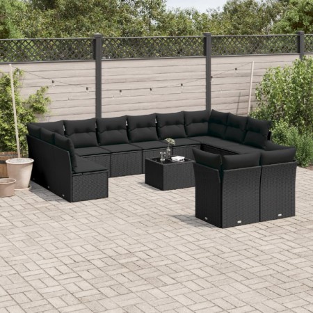 Set de sofás de jardín y cojines 13 pzas ratán sintético negro de , Conjuntos de jardín - Ref: Foro24-3218435, Precio: 830,86...